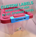 Custom 6.5 qt. HDX Home Depot *Snap-on* Storage Tote Labels